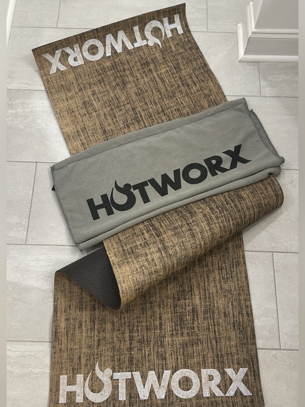 Hotworx Non-Slip Exercise Mat and Towel Set